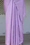 Shop_Surmaye_Pink Handwoven Mulberry Silk Satin Stripe Inner Peace Saree _Online_at_Aza_Fashions