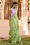 Buy_Surmaye_Green Handwoven Mulberry Silk Satin Stripe Inner Peace Pattern Saree  _Online_at_Aza_Fashions