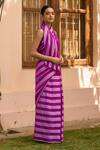 Buy_Surmaye_Magenta Handwoven Mulberry Silk Modal Solo Symphony Pattern Saree _Online_at_Aza_Fashions