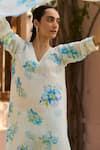 Surmaye_Ivory Handwoven Mulberry Silk Hand Painted Dawn Kurta With Pant  _at_Aza_Fashions