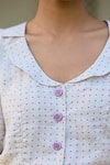 Surmaye_Beige Handwoven Mulberry Silk Print Dots Ditsy Dew Drops Blouse  _Online_at_Aza_Fashions