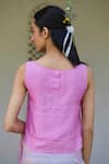 Shop_Surmaye_Pink Handwoven Mulberry Silk Awakening Floret Embellished Blouse  _at_Aza_Fashions