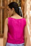 Shop_Surmaye_Pink Handwoven Mulberry Silk Solid Enlighten Scallop Edged Blouse _at_Aza_Fashions