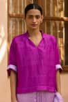 Buy_Surmaye_Magenta Handwoven Mulberry Silk Solid Rustling Whispers Blouse  _at_Aza_Fashions