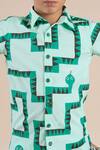 Shop_LIL DRAMA_Green 100% Cotton Printed Snake Half Sleeve Shirt_Online_at_Aza_Fashions