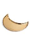 Shop_House Of Neeba_Gold Glass, Metal Moon Shaped Tray With Cloche_at_Aza_Fashions
