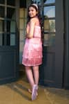 Shop_Hoity Moppet_Pink Silk Embellished Pearl Shall We Yoke Dress _at_Aza_Fashions