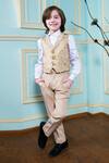 Buy_Hoity Moppet_Beige Imported Crepe Woven Stripe Star Waistcoat Pant Set _at_Aza_Fashions