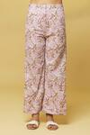 Shop_Kalakaari By Sagarika_Pink Cotton Lace Collared Floral Bloom Print Tunic With Pant _Online_at_Aza_Fashions