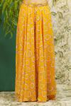 Shop_Alaya Advani_Yellow Georgette Abstract, Sequin V Neck Print Top And Palazzo Set