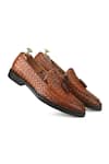 Shop_Ivrah_Brown Basket Weave Slip Ons _at_Aza_Fashions