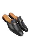 Ivrah_Black Robert Argentine Cow Crust Leather Mules_Online_at_Aza_Fashions