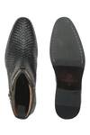 IVRAH_Black Vega Basket Weave Single Strap Boots _at_Aza_Fashions