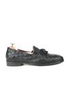 IVRAH_Black Falcon Basketweave Textured Shoes _at_Aza_Fashions