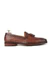 Shop_IVRAH_Brown Lucas Cognac Basketweave Slip On Shoes _Online_at_Aza_Fashions