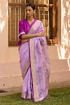Buy_Surmaye_Pink Handwoven Mulberry Silk Floral Reflections Jamdani Motif Saree _at_Aza_Fashions