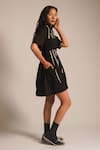 Buy_ATBW_Black Cotton Embellished Dori Collared Short Dress _Online_at_Aza_Fashions