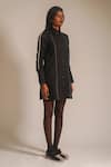 ATBW_Black Cotton Embellished Bead Collared Shirt Dress _Online_at_Aza_Fashions