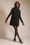 Shop_ATBW_Black Cotton Embellished Bead Collared Shirt Dress _Online_at_Aza_Fashions
