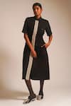 Buy_ATBW_Black Cotton Dori Collared Work Pocketed Midi Dress _at_Aza_Fashions