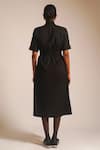 Shop_ATBW_Black Cotton Dori Collared Work Pocketed Midi Dress _at_Aza_Fashions