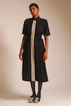 Buy_ATBW_Black Cotton Dori Collared Work Pocketed Midi Dress _Online_at_Aza_Fashions