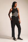 Buy_ATBW_Black Cotton Dori Halter Neck Work Jumpsuit _at_Aza_Fashions