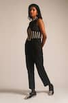 ATBW_Black Cotton Dori Halter Neck Work Jumpsuit _Online_at_Aza_Fashions