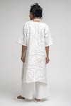 Shop_ATBW_White Chanderi Embroidered Thread V-neck Kurta With Palazzo _at_Aza_Fashions