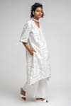 Shop_ATBW_White Chanderi Embroidered Thread V-neck Kurta With Palazzo _Online_at_Aza_Fashions