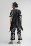 Shop_ATBW_Black Chanderi Embroidrered Thread V-neck Placement Kaftan With Pant _at_Aza_Fashions