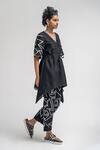 Buy_ATBW_Black Chanderi Embroidrered Thread V-neck Placement Kaftan With Pant _Online_at_Aza_Fashions