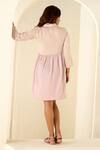 Shop_Savaaya_Pink Suede Silk Colourbock Shirt Collar Tonal Dress _at_Aza_Fashions