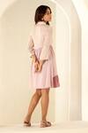 Buy_Savaaya_Pink Suede Silk Colourbock Shirt Collar Tonal Dress _Online_at_Aza_Fashions