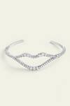 Shop_ISHARYA_Silver Plated Cubic Zirconia Encrusted Lip Cuff Bracelet _at_Aza_Fashions