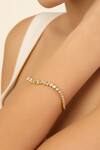 Buy_Isharya_Gold Plated Crystals Cubic Zirconia Encrusted Quad Wave Cuff Bracelet _at_Aza_Fashions