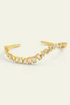 Shop_Isharya_Gold Plated Crystals Cubic Zirconia Encrusted Quad Wave Cuff Bracelet _at_Aza_Fashions