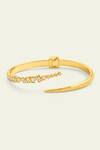 Shop_Isharya_Gold Plated Cubic Zirconia Encrusted Spiked Cuff Bracelet_at_Aza_Fashions