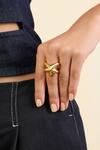 Shop_Isharya_Gold Plated Star Shaped Ring _Online_at_Aza_Fashions