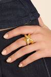 Isharya_Gold Plated Star Shaped Ring _at_Aza_Fashions