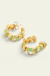 Isharya_Green Crystals Stone Embellished Enamelled Hoops _Online_at_Aza_Fashions