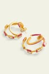 Isharya_Pink Crystals Triple Enamelled Hoops _Online_at_Aza_Fashions