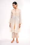 Buy_Anmol Kakad_Cream Pure Mul Embroidery Denim Applique Mandarin Tunic And Pant Set _at_Aza_Fashions