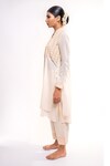Shop_Anmol Kakad_Cream Pure Mul Embroidery Denim Applique Mandarin Tunic And Pant Set _Online_at_Aza_Fashions