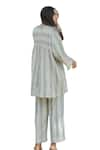 Akashi Clothing_Cream 100% Cotton Handloom Stripe Frayed Hem Pattern Short Tunic  _at_Aza_Fashions