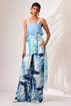 Buy_Madder Much_Multi Color Cupro Modal Silk Print Marble Alaya Tiered Tunic With Flared Pant _at_Aza_Fashions