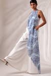 Shop_Madder Much_Multi Color Organza Print Ripple Halter Neck Andes Tall Flowy Jumpsuit _Online_at_Aza_Fashions