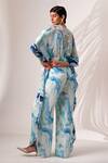 Shop_Madder Much_Multi Color Cupro Modal Silk Print Marble Tide Notched Dakota Kaftan Jumpsuit _at_Aza_Fashions