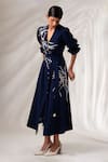 Buy_Madder Much_Blue 100% Cotton Twill Embroidery Thread Kai River Delta Shirt Dress With Belt _Online_at_Aza_Fashions