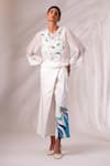 Buy_Madder Much_White 100% Cotton Twill Embroidery Sequin U Neck Ruben Wave Top Pant Set _at_Aza_Fashions